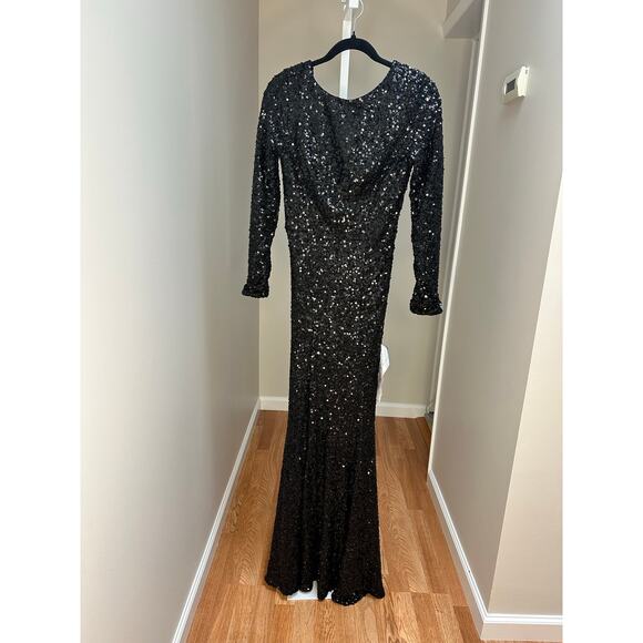 NEW NWT Dress The Population Janette Dress Black Sequin Maxi size Small - Picture 5 of 8